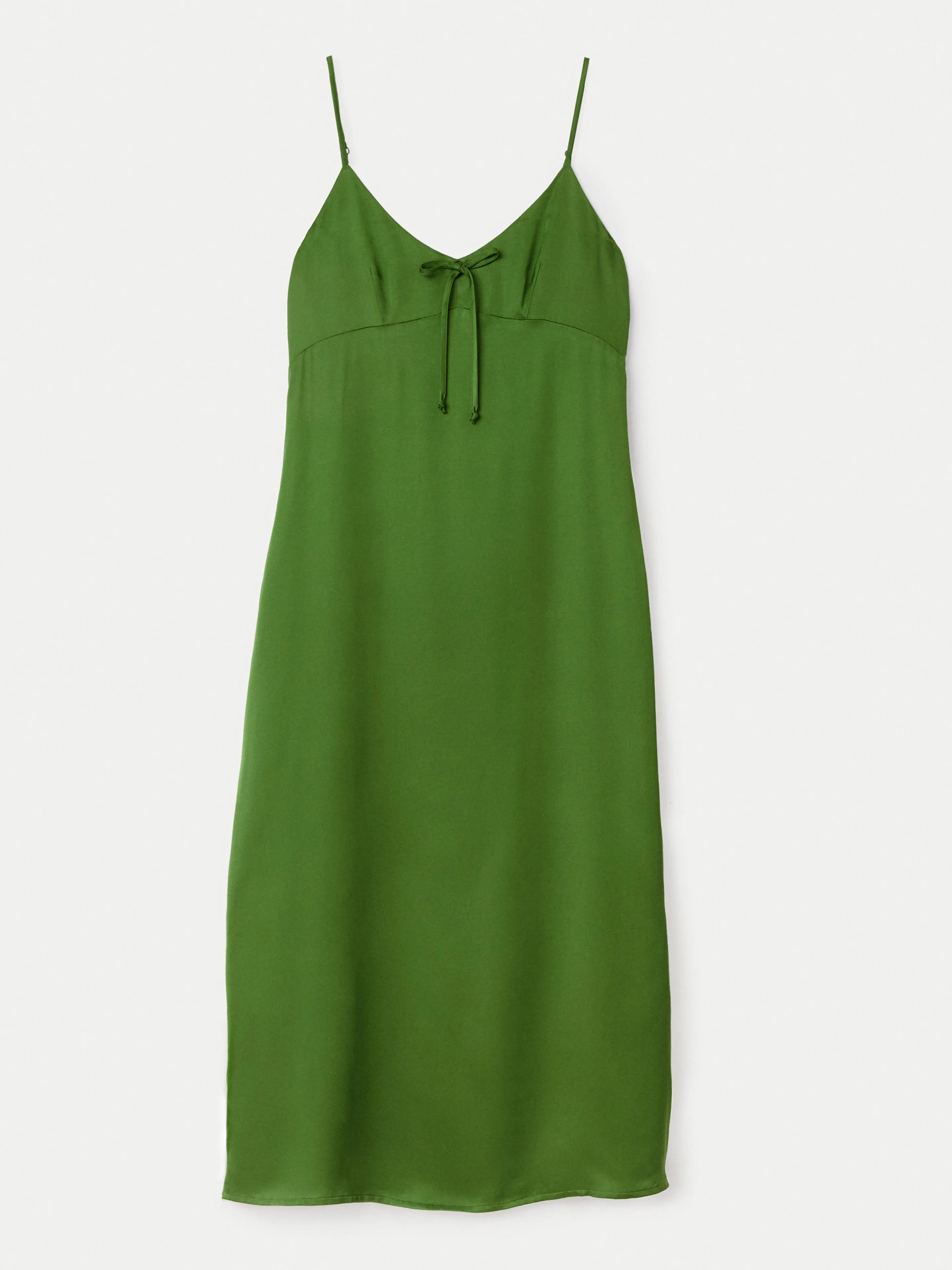 The Satin Slip Dress in Military Green