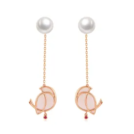 THIALH - ROBIN - Mother-of-Pearl Ruby and Pearl Duality Earrings