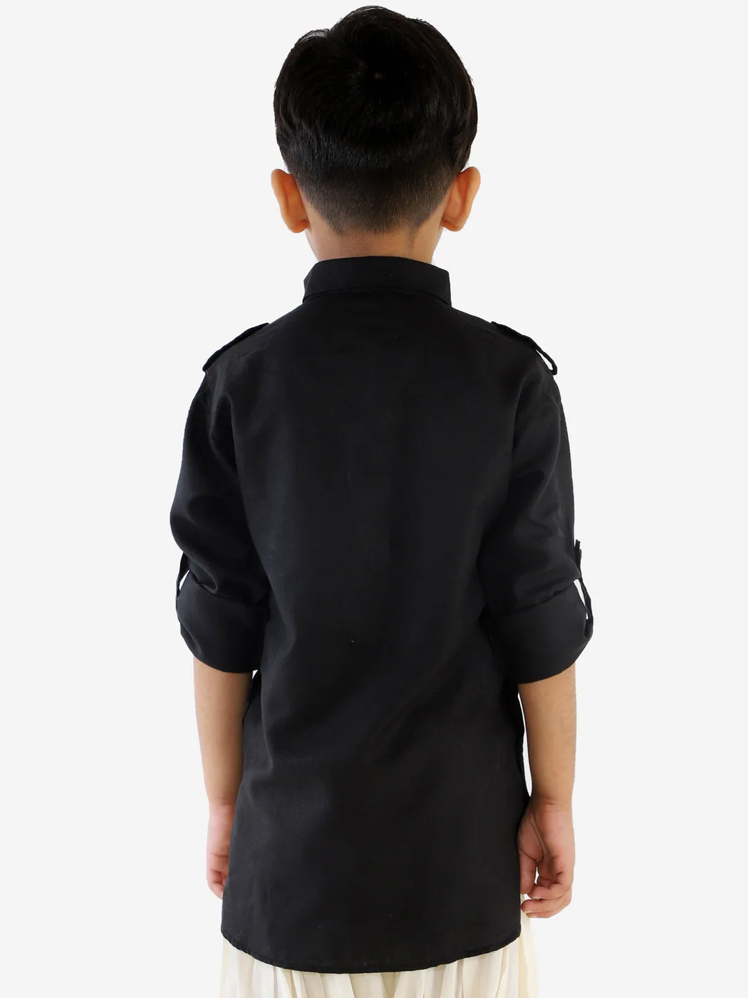 VASTRAMAY Boy's Black Pathani Kurta