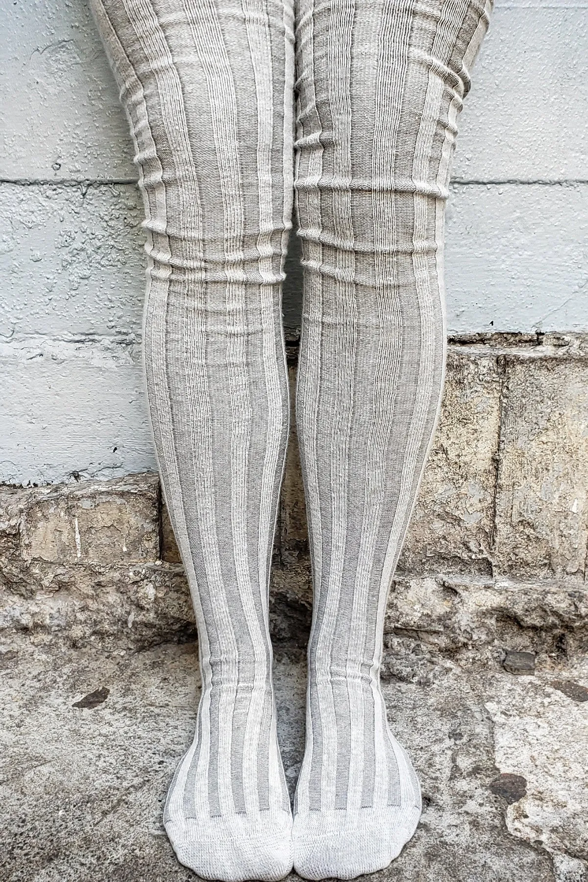 Vertical OTK Ribbed Cotton Socks - Grey