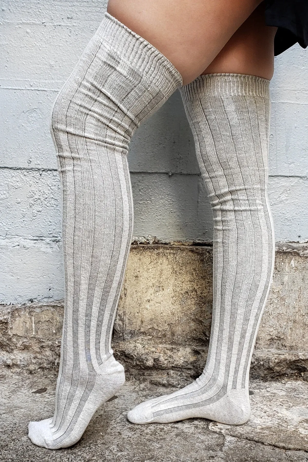 Vertical OTK Ribbed Cotton Socks - Grey