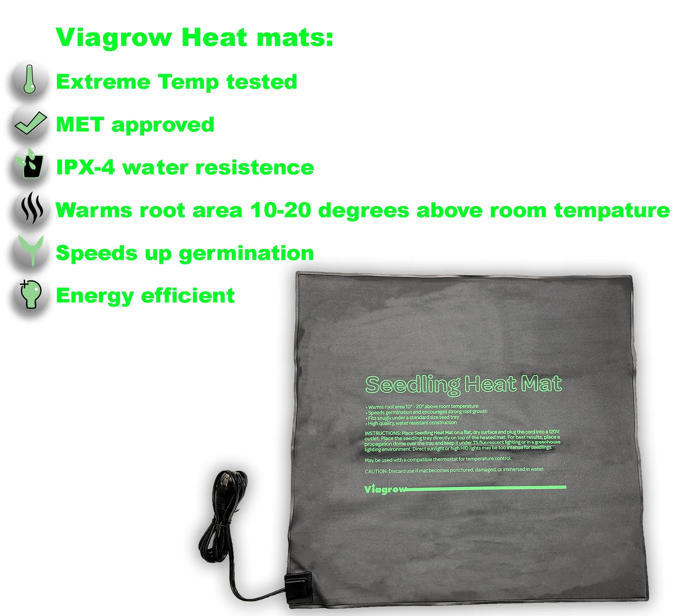 Viagrow 20.5" x 20.5" Seedling Heat Mat (EA)