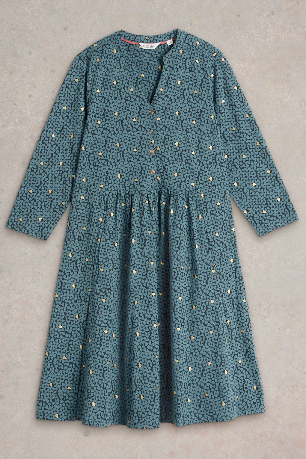 White Stuff Nia Jersey Teal Print Dress