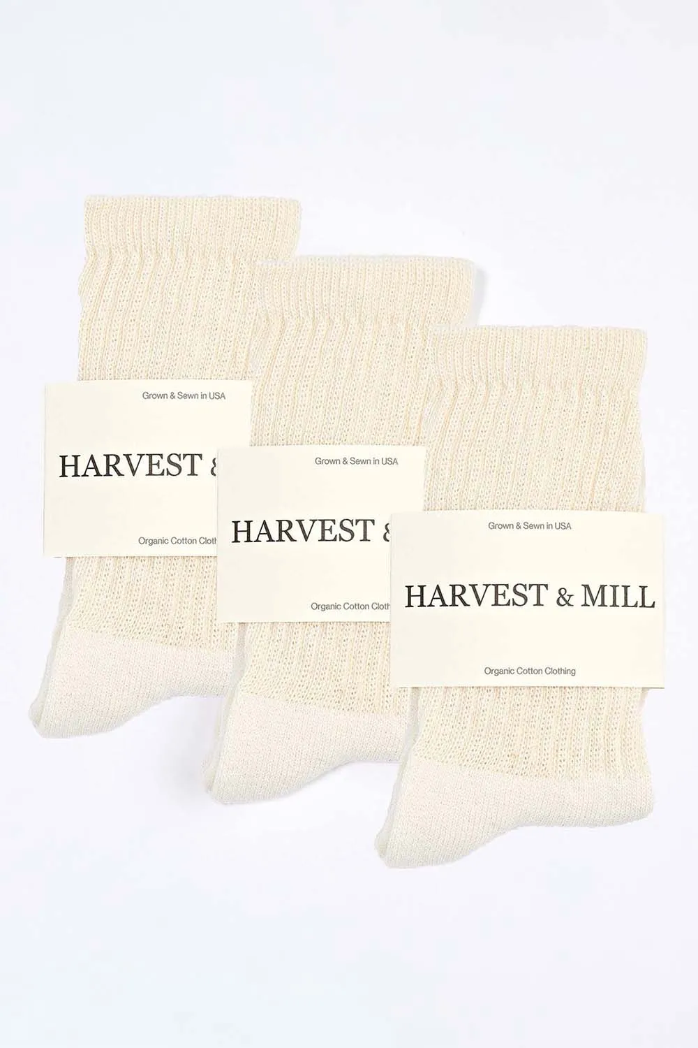 Women's 3 Pack Organic Cotton Socks Natural-White Crew